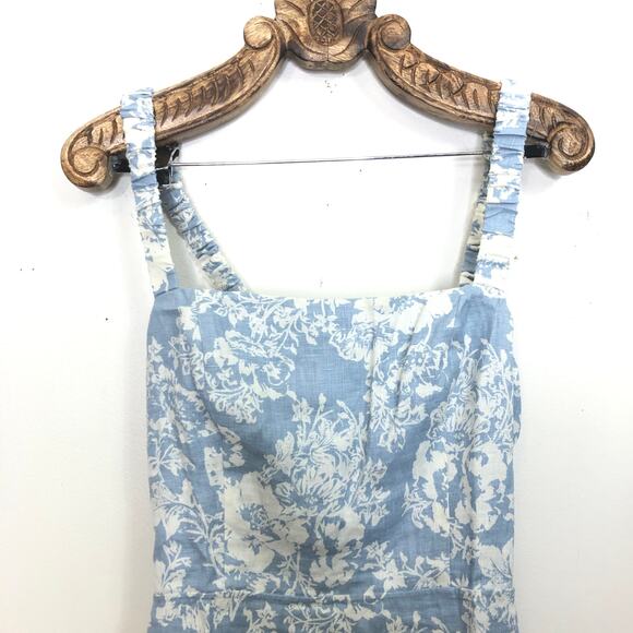 Reformation Dale Linen Dress Strap Open Back Midi Porcelain Floral Print 12 NWT - Picture 4 of 9